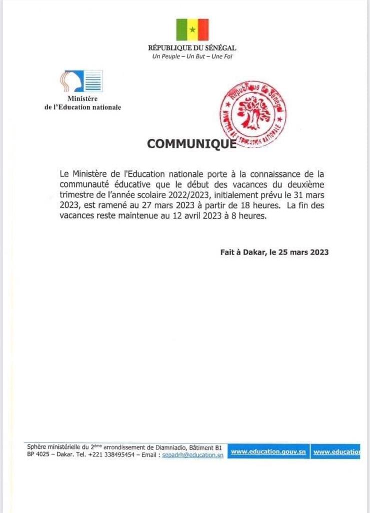 Communique-minsitere-education