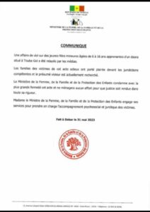 Communique ministere de la femme