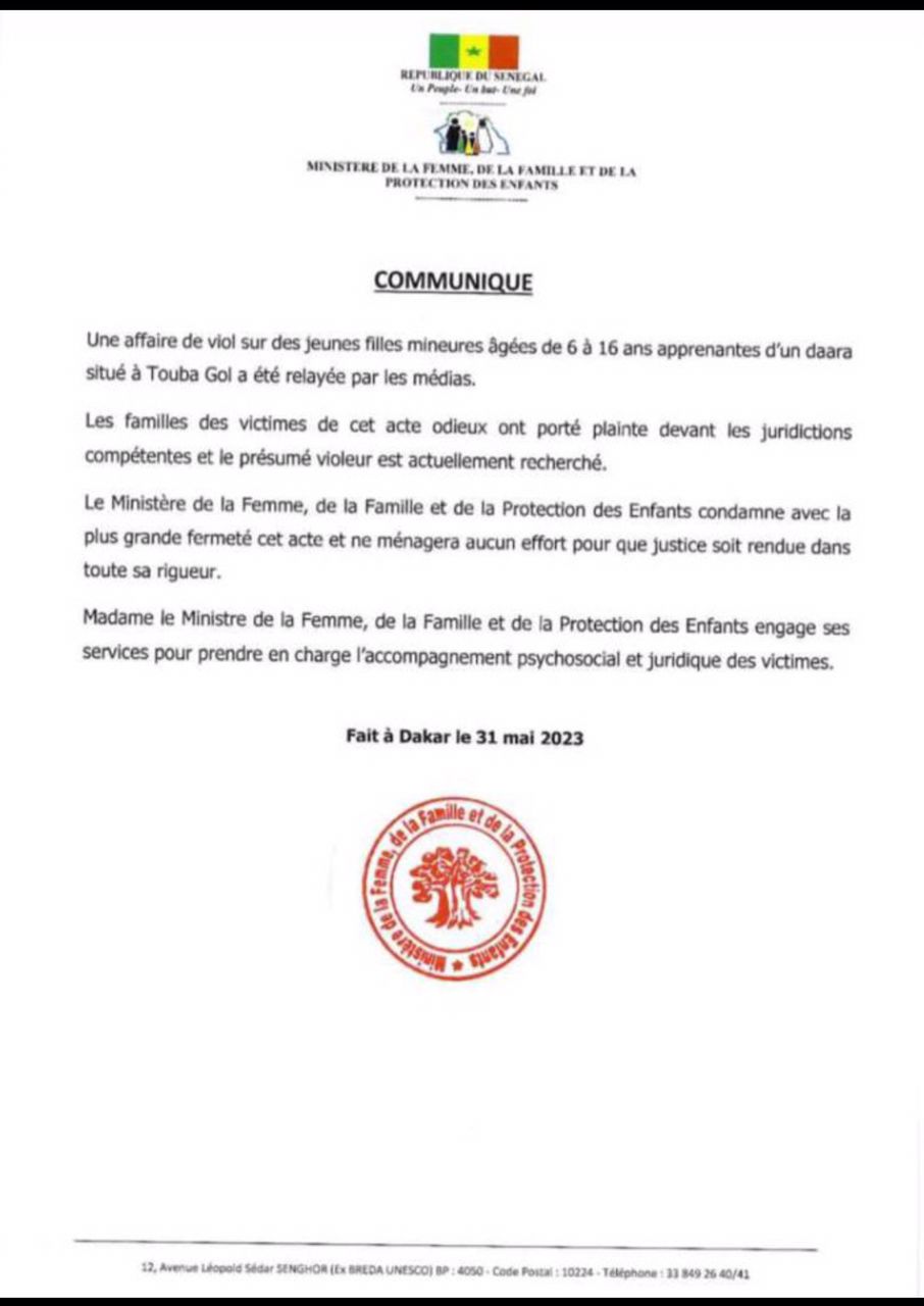 Communique ministere de la femme